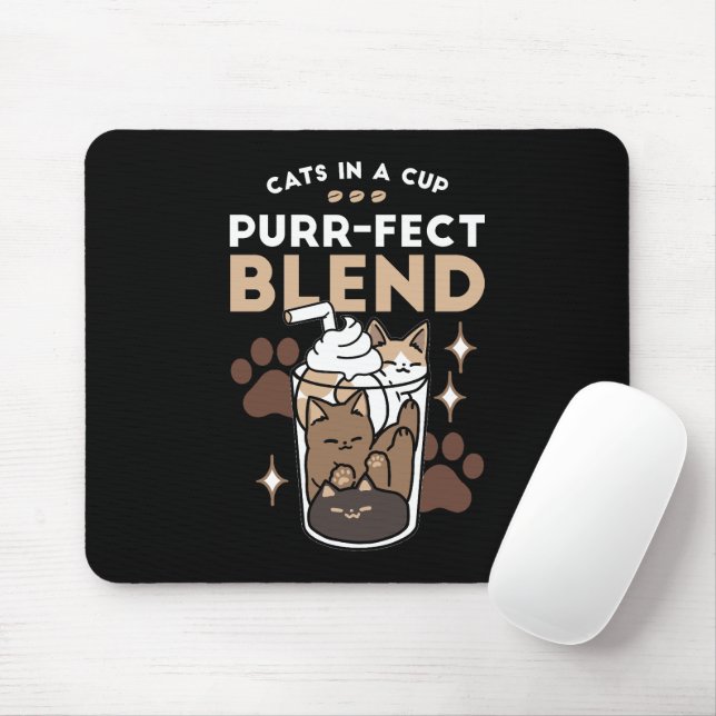 Purr-fect Blend: Coffee Design for Cat & Coffee Mouse Mat (With Mouse)