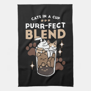 Purr-fect Blend: Coffee Design for Cat & Coffee Tea Towel