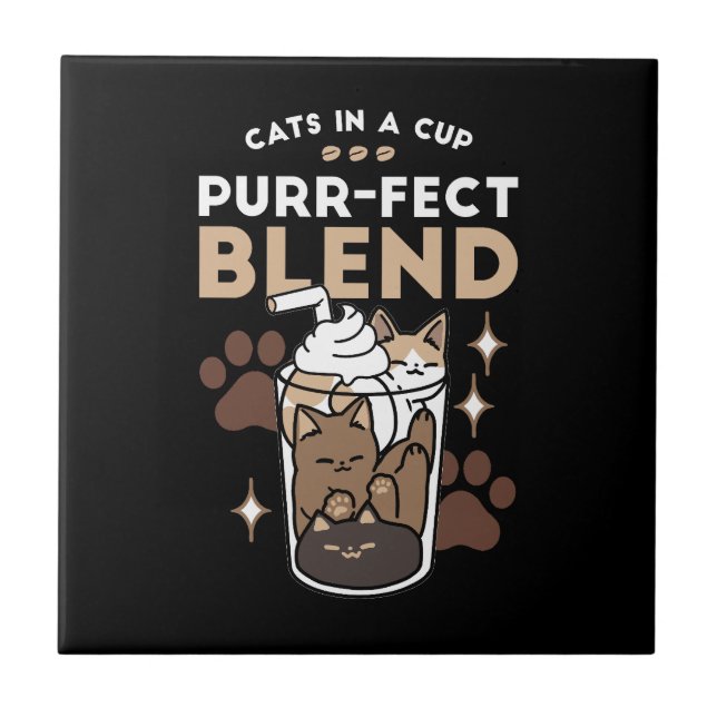 Purr-fect Blend: Coffee Design for Cat & Coffee Tile (Front)
