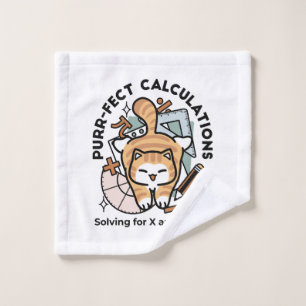 Purr-fect Calculations – Funny Math Cat Design Bath Towel Set