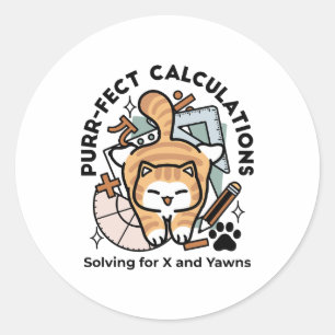 Purr-fect Calculations – Funny Math Cat Design Classic Round Sticker