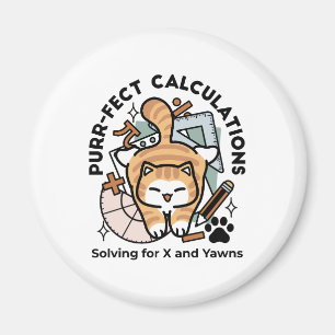 Purr-fect Calculations – Funny Math Cat Design Magnet