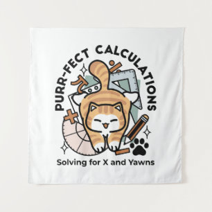 Purr-fect Calculations – Funny Math Cat Design Tapestry