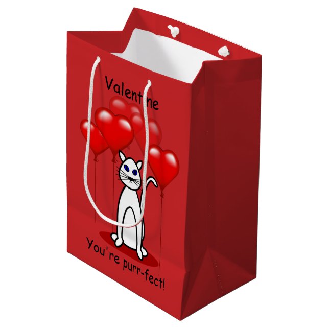 Purr-fect Cat Valentine Med Gift Bag (Front Angled)