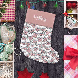 Purr-fect Christmas Magic Monogram White Cats Small Christmas Stocking