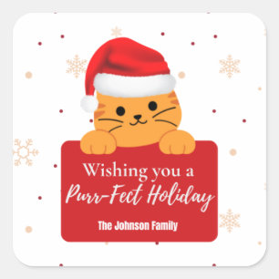 Purr‑fect Holiday Cat Christmas  Square Sticker