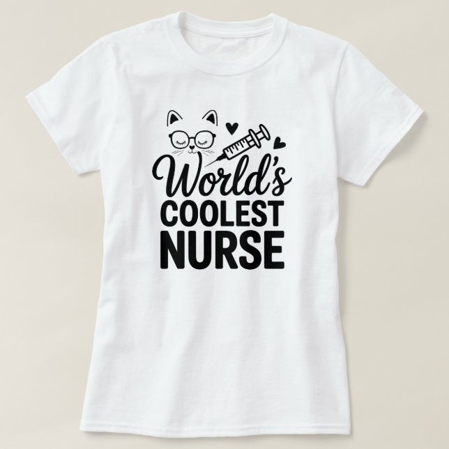 Purr-fect Nurse Tee – For Cat-Loving Healthcare He (Design Front)