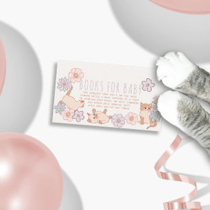 Purr-fect Shower Cats Floral Girl Books for Baby Enclosure Card