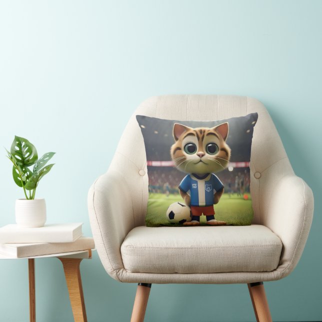 "Purr-fect Striker: The 3D Soccer Cat" Cushion (Chair)