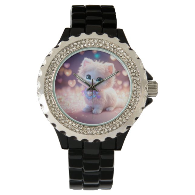 Purr-fect Time: Cute Cat Hand Watch (Front)