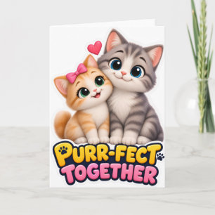 Purr-Fect Together Cute Cat Couple Love Funny Thank You Card