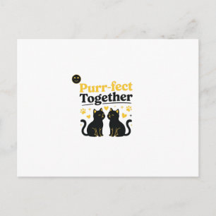 Purr-fect Together Funny Cat Couples Postcard