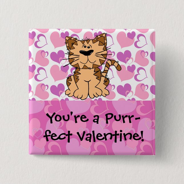Purr-fect Valentine 15 Cm Square Badge (Front)