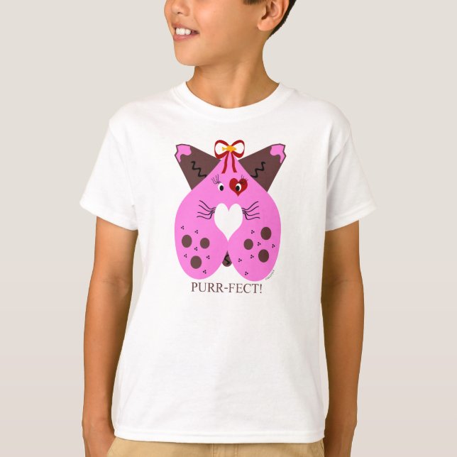 Purr-Fect Valentine Kitty Cat T-Shirt (Front)