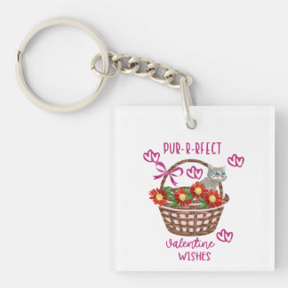 Purr-fect valentine wishes key ring