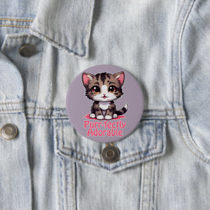 Purr-fectly Adorable Chibi Kawaii Kitten in Pink 7.5 Cm Round Badge