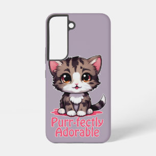Purr-fectly Adorable Chibi Kawaii Kitten in Pink Samsung Galaxy Case