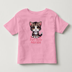 Purr-fectly Adorable Chibi Kawaii Kitten in Pink Toddler T-Shirt