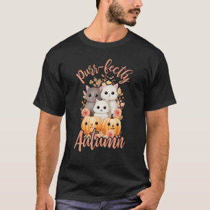 Purr-fectly Autumn Cottagecore Cats Halloween Frie T-Shirt