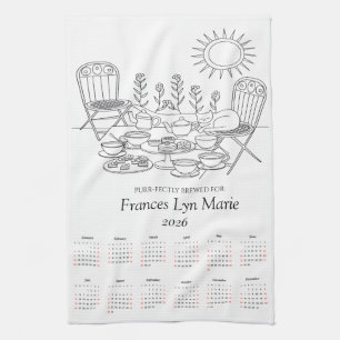 Purr-fectly Brewed Cat Tea Towel 2026 Calendar