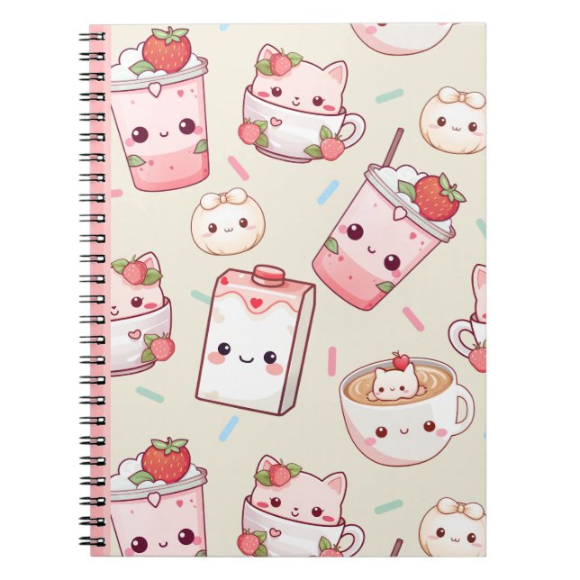 Purr-fectly Brewed: Kawaii Cat Coffee Notebook (Front)