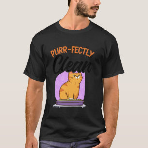 Purr-fectly Clean Funny Bathing Cat Meme Shower Ca T-Shirt
