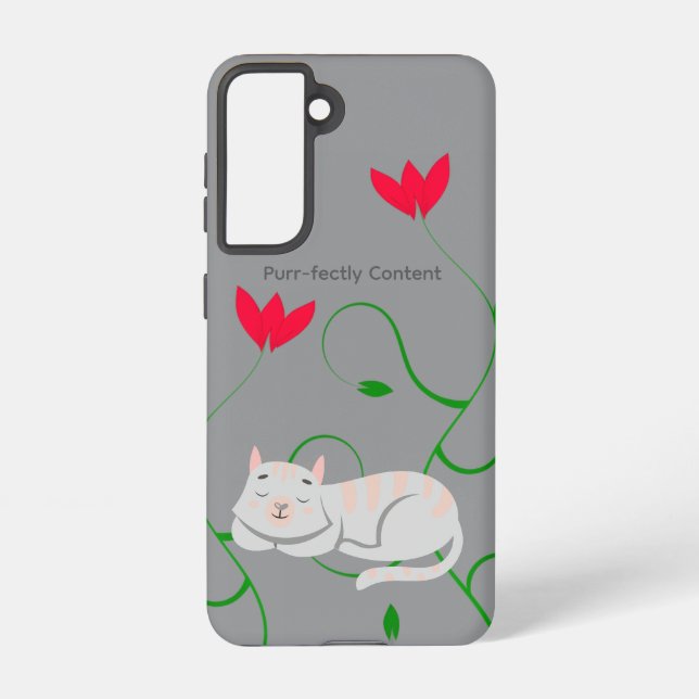 Purr-fectly Content Pink Cat Galaxy Case – Gray (Back)
