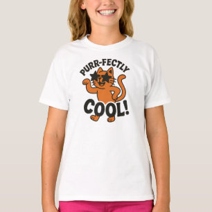 Purr-Fectly Cool Funky Orange Cat Graphic T-Shirt