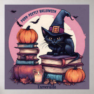 Purr-Fectly Halloween AI Fantasy Digital Art Print