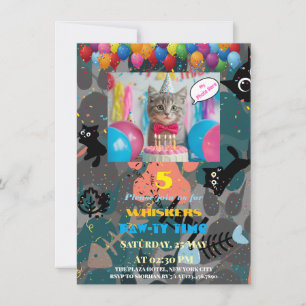 Purr-fectly Personalised Cat Birthday Invitation