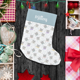 Purr-fectly Personalised Monogrammed Cat Pattern Small Christmas Stocking