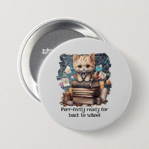 Purr-fectly Ready For Back To School 7.5 Cm Round Badge
