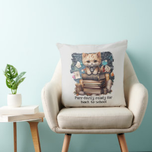 Purr-fectly Ready For Back To School Cushion