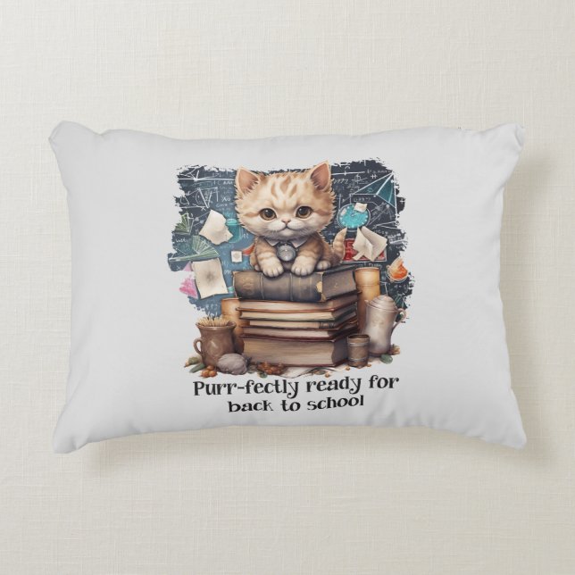 Purr-fectly Ready For Back To School Decorative Cushion (Front)