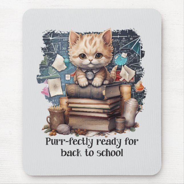 Purr-fectly Ready For Back To School Mouse Mat (Front)