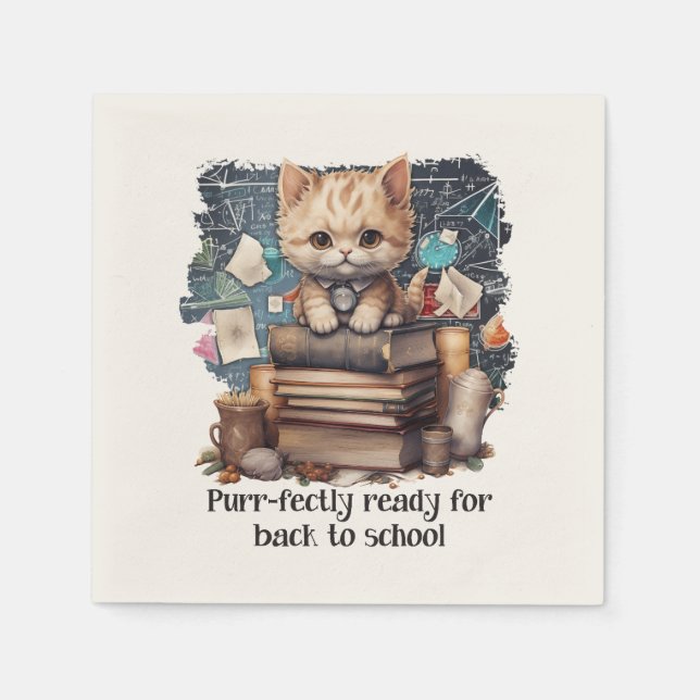Purr-fectly Ready For Back To School Napkin (Front)