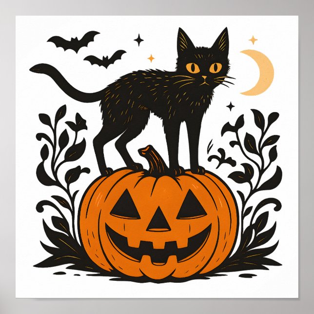 Purr-fectly Spooky Cute Halloween Cat Poster (Front)