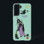 Purr-fectly Wicked Witch Cat Galaxy Case<br><div class="desc">Add a touch of magic to your phone with the Purr-fectly Wicked Witch Cat Galaxy Case. Featuring whimsical witches and mischievous cats paired with the playful saying “purr-fectly wicked, ” this design blends spooky charm with irresistible cuteness. Set against a rich green background, this Samsung Galaxy case stands out while...</div>