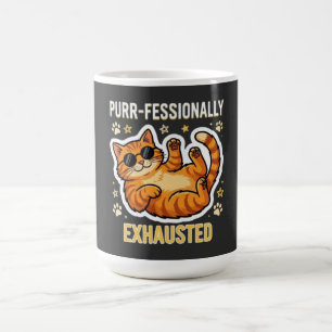 Purr-fessionally Exhausted Funny Lazy Cat T-Shirt Coffee Mug
