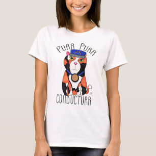 Purr Fun Calico Cat Train Conductor T-Shirt