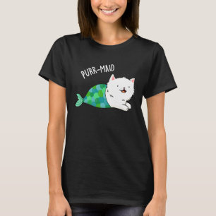 Purr-maid Funny Kitty Cat Mermaid Pun Dark BG T-Shirt