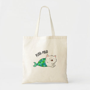 Purr-maid Funny Kitty Cat Mermaid Pun Tote Bag