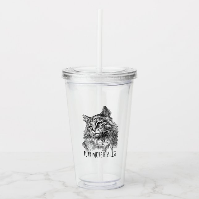 Purr More Hiss Less Pretty Kitty Acrylic Tumbler (Front)