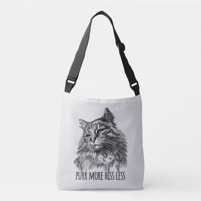 Purr More Hiss Less Pretty Kitty Crossbody Bag (Front)