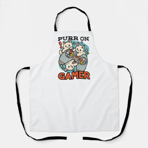 Purr On Gamer - Cute Cat Gaming Design Apron
