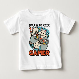 Purr On Gamer - Cute Cat Gaming Design Baby T-Shirt