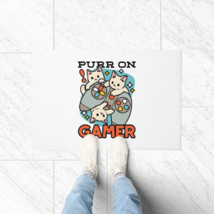 Purr On Gamer - Cute Cat Gaming Design Doormat