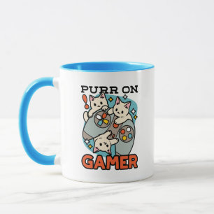 Purr On Gamer - Cute Cat Gaming Design Mug