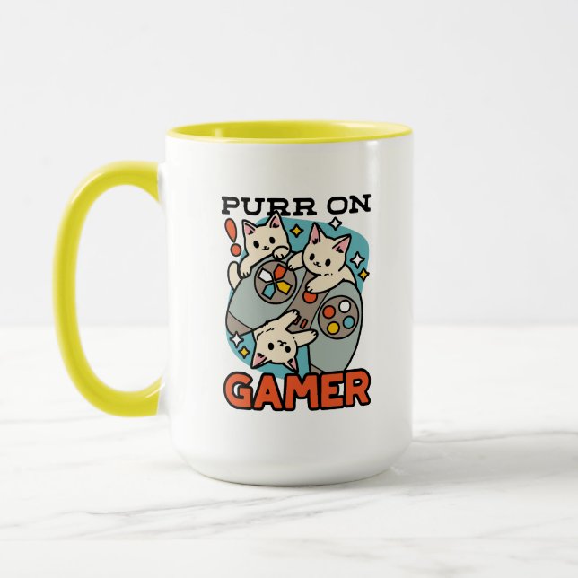 Purr On Gamer - Cute Cat Gaming Design Mug (Left)