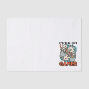 Purr On Gamer - Cute Cat Gaming Design Tissue Paper